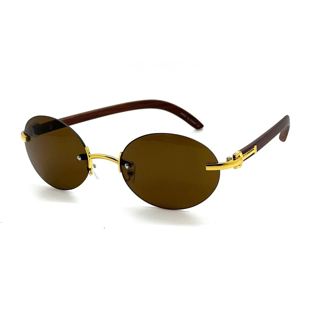 Sunglasses Dark Brown Lens Frameless UV Protection Cholo Buffs Comfortable Gafas
